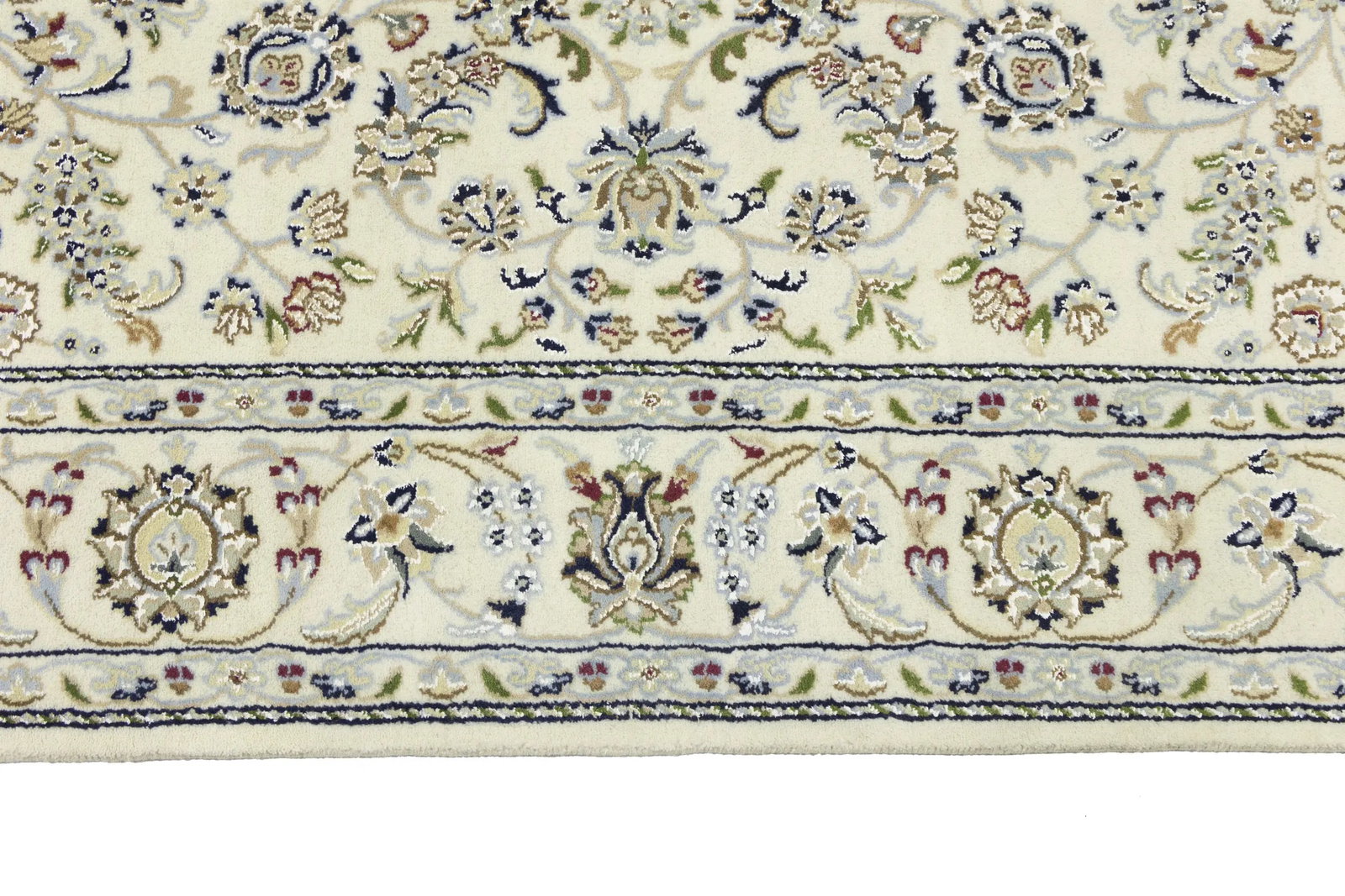 Cream Floral 5'5X7'9 Indo-Nain Oriental Rug - 11