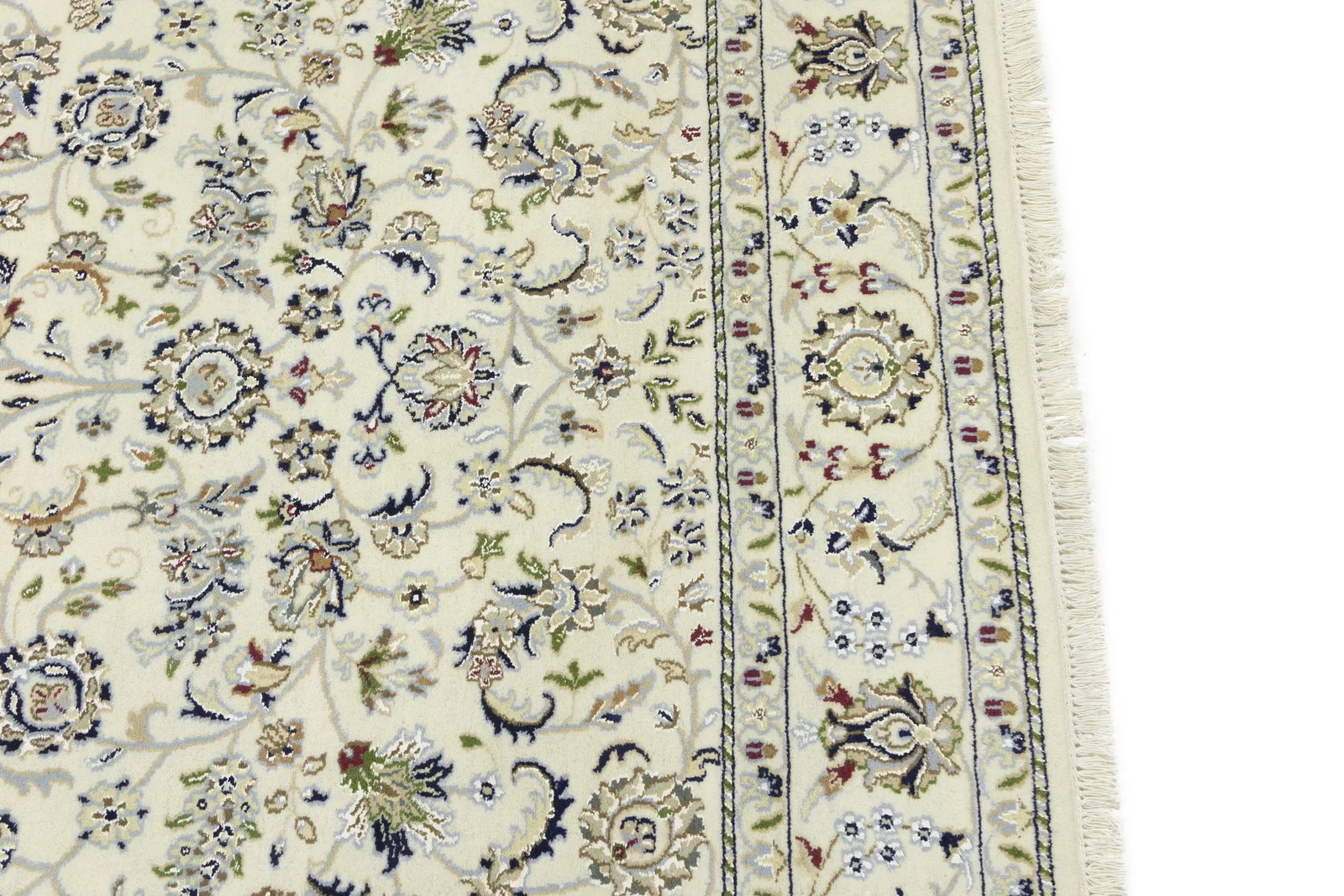 Cream Floral 5'5X7'9 Indo-Nain Oriental Rug - 12
