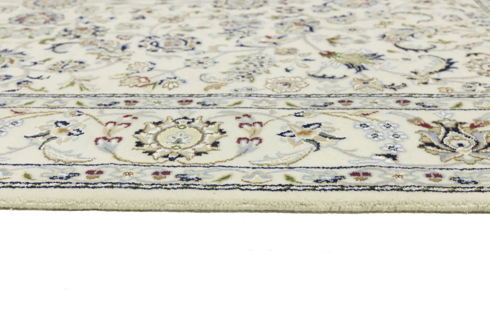 Cream Floral 5'5X7'9 Indo-Nain Oriental Rug - 14
