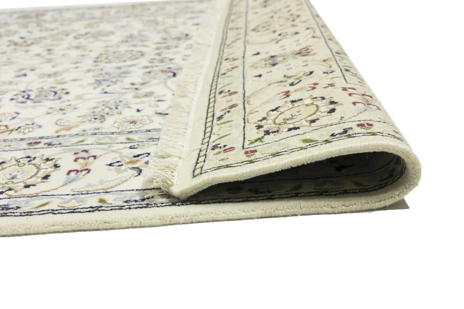 Cream Floral 5'5X7'9 Indo-Nain Oriental Rug - 15