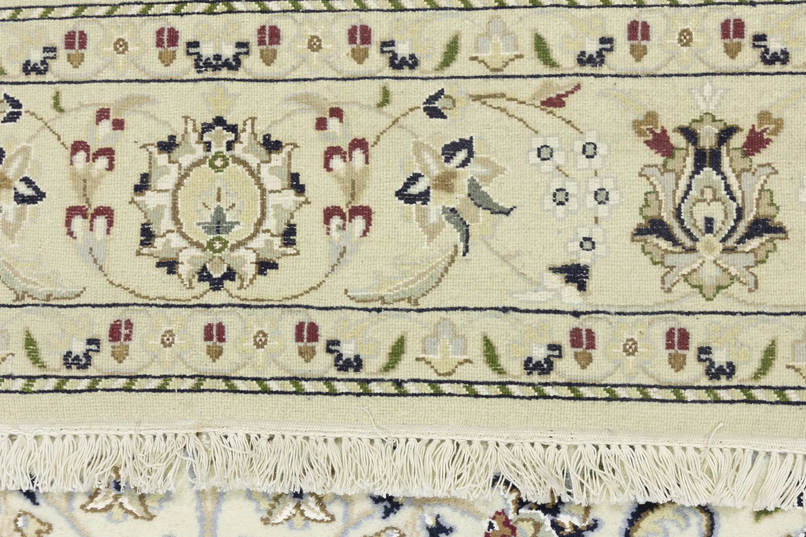 Cream Floral 5'5X7'9 Indo-Nain Oriental Rug - 17