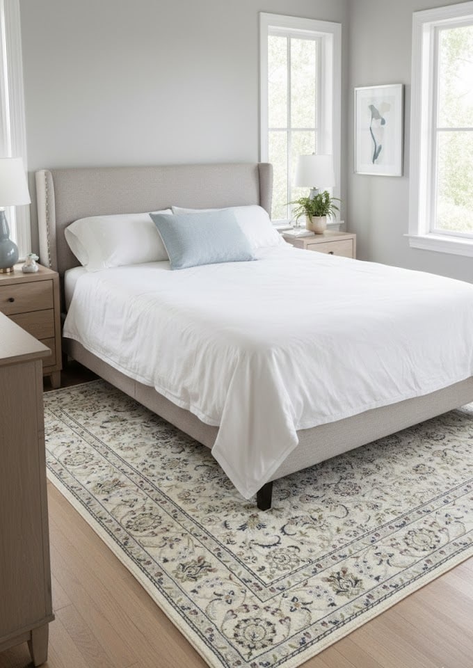Cream Floral 5'5X7'9 Indo-Nain Oriental Rug - 2