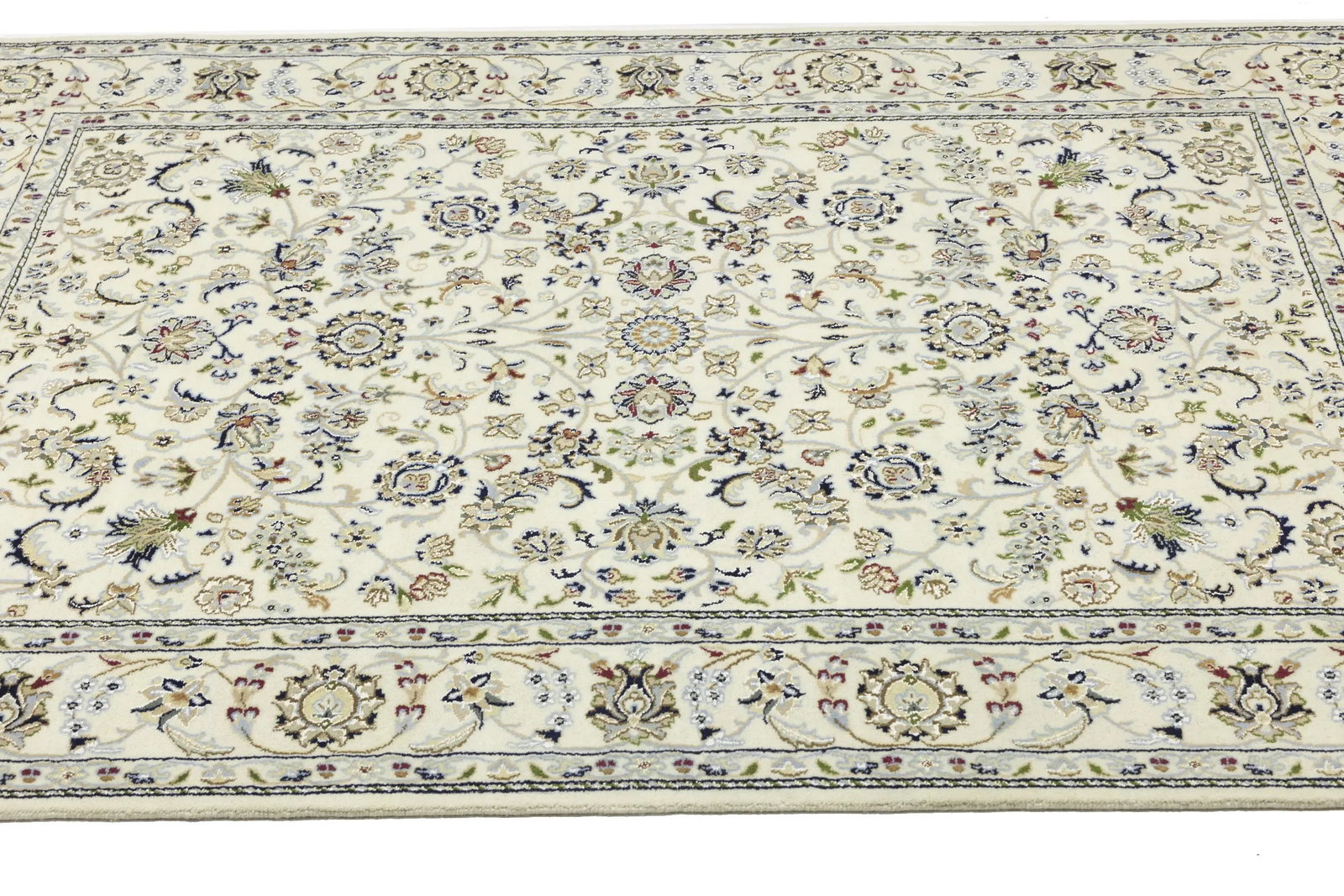 Cream Floral 5'5X7'9 Indo-Nain Oriental Rug - 8