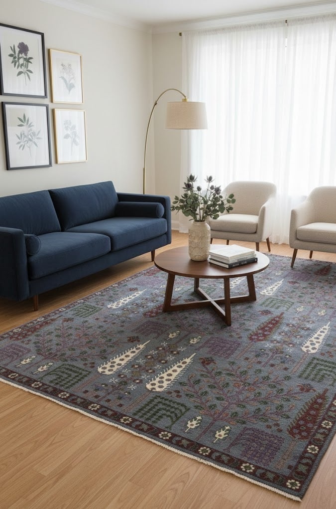 Gray Floral 9X12 Tree of Life Chobi Oriental Rug - 2
