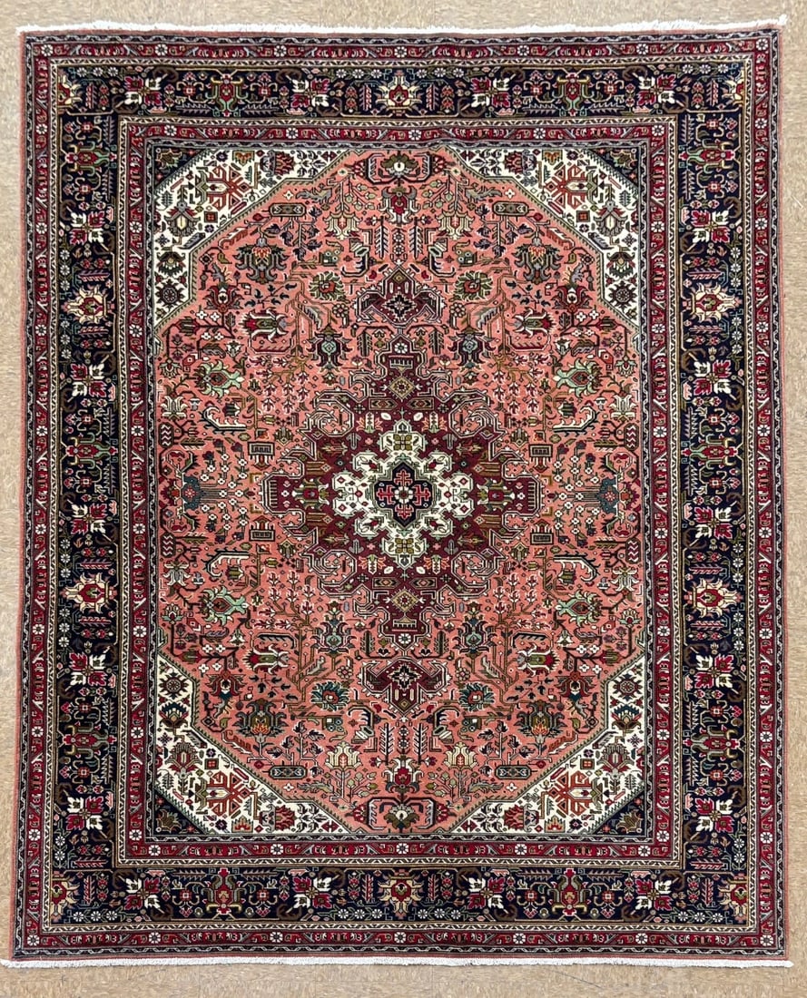 Hand Knotted Persian Tabriz Rose Oriental Area Rug 6'8" x 9'11" (1 of 11)