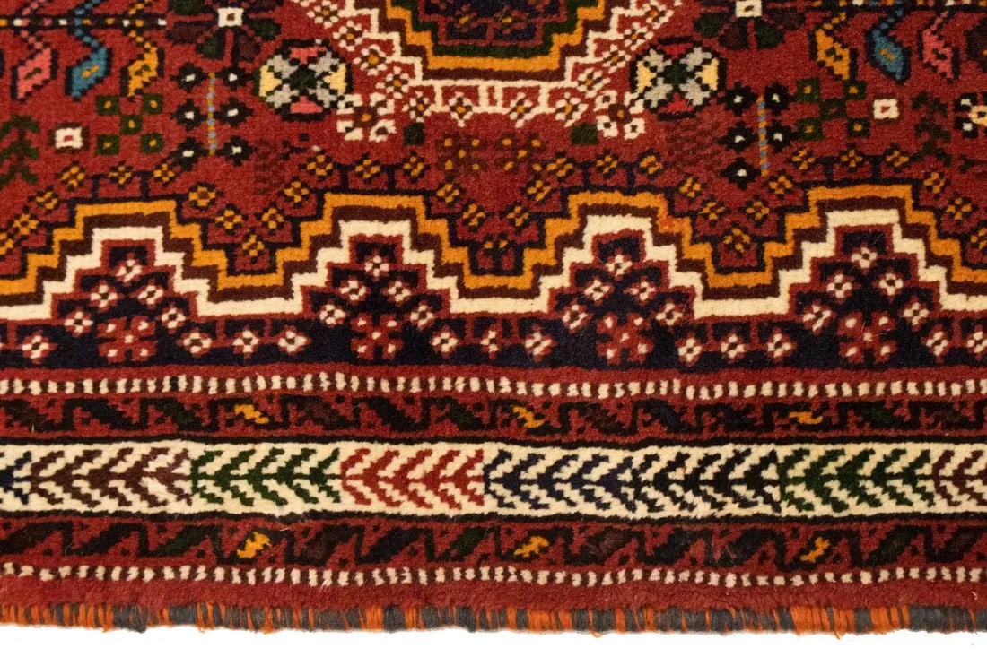 Red Tribal 3'5X5 Shiraz Persian Rug - 11