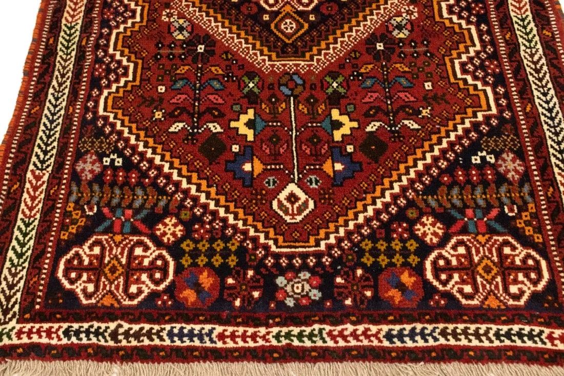 Red Tribal 3'5X5 Shiraz Persian Rug - 12