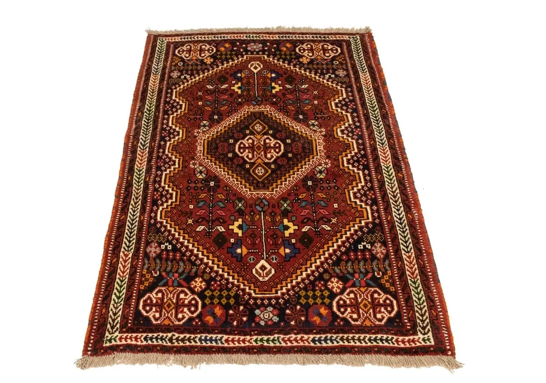Red Tribal 3'5X5 Shiraz Persian Rug - 16