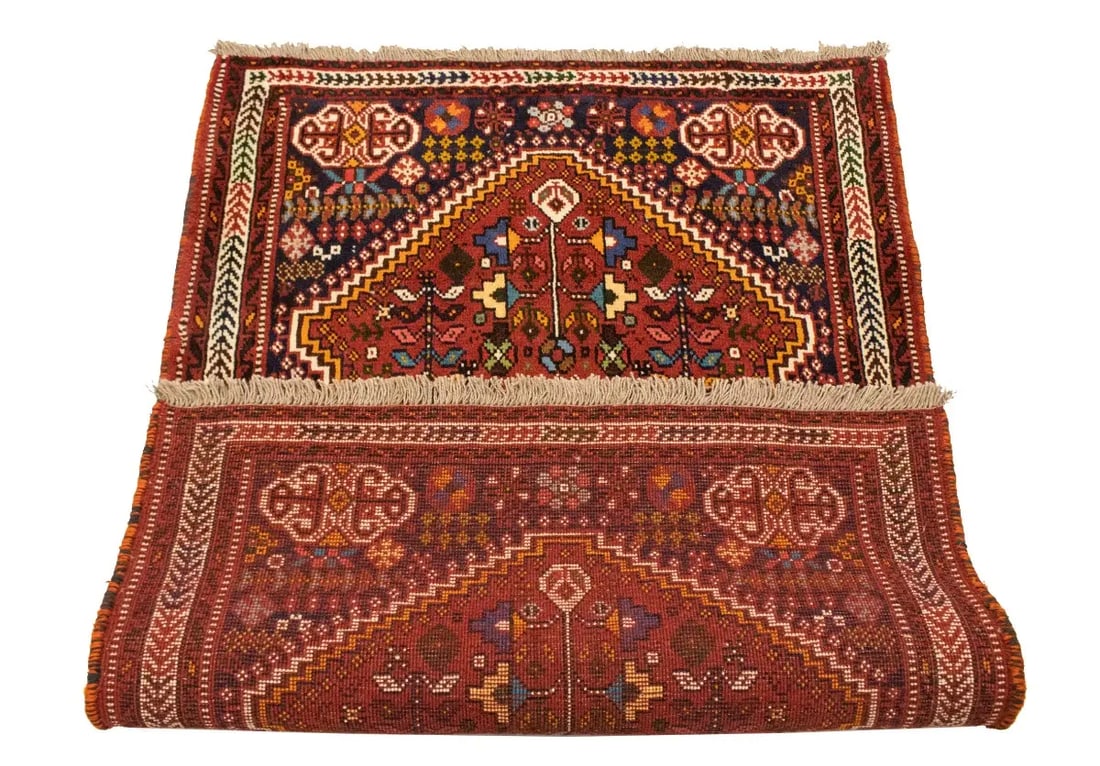 Red Tribal 3'5X5 Shiraz Persian Rug - 18