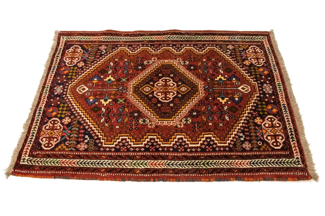 Red Tribal 3'5X5 Shiraz Persian Rug - 6