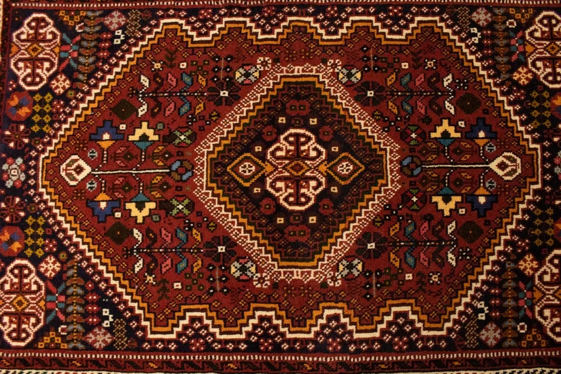 Red Tribal 3'5X5 Shiraz Persian Rug - 7