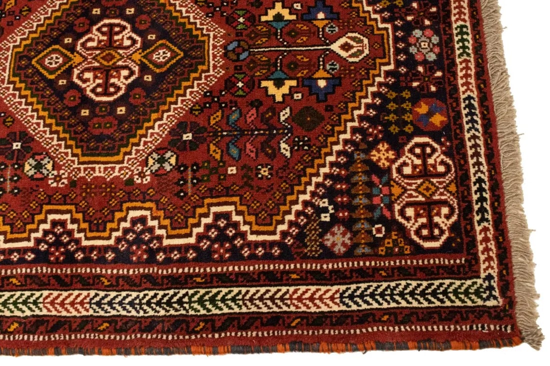 Red Tribal 3'5X5 Shiraz Persian Rug - 9