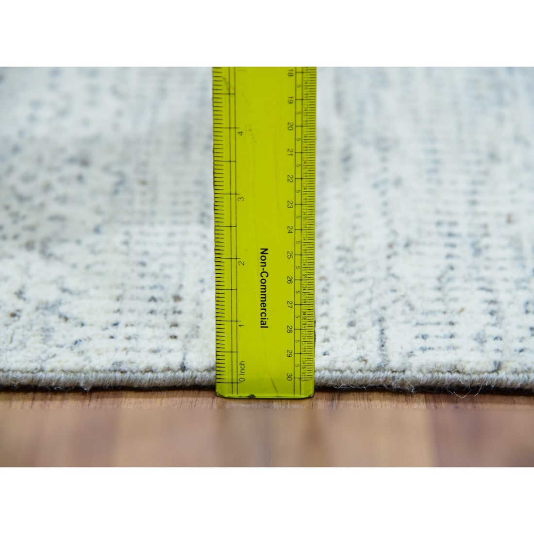 Repose Gray Hand Knotted Undyed Wool Grass Design Runner Oriental Rug - 5