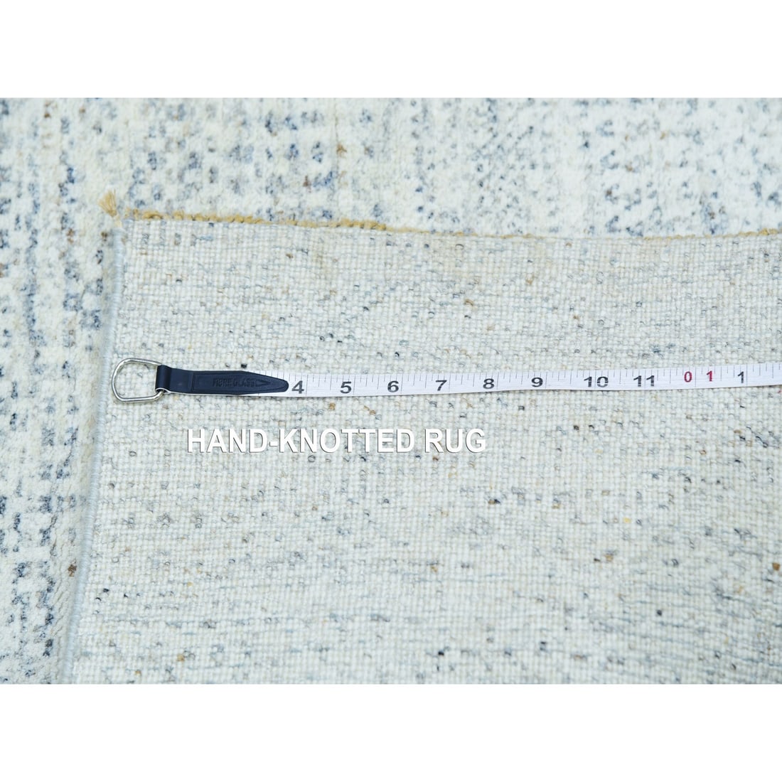 Repose Gray Hand Knotted Undyed Wool Grass Design Runner Oriental Rug - 6