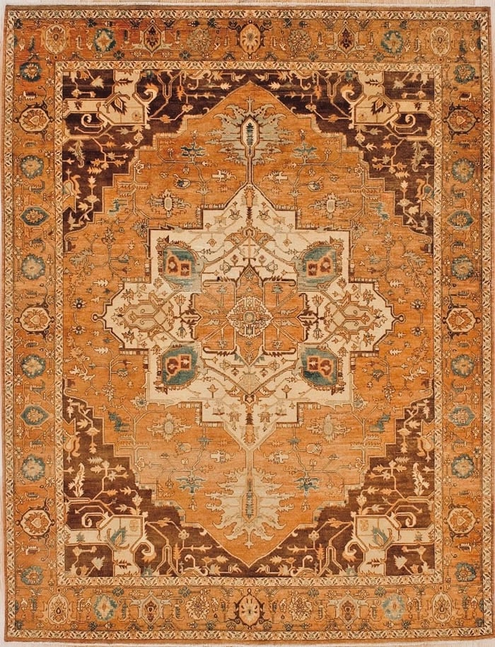 Hand Knotted Indo-Heriz Geometric Wool Oriental Area Rug Carpet 7'11" x 10'2": Title:Hand Knotted Indo-Heriz Geometric Wool Oriental Area Rug Carpet 7'11" x 10'2" Description:* Rug Number: 70600 * Country of Origin: India * Style, Design: Persian Heriz, Geometric, Medallion *