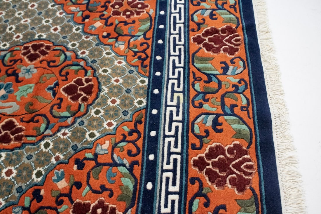 Orange Geometric 6X9 Chinese Style Oriental Rug - 12
