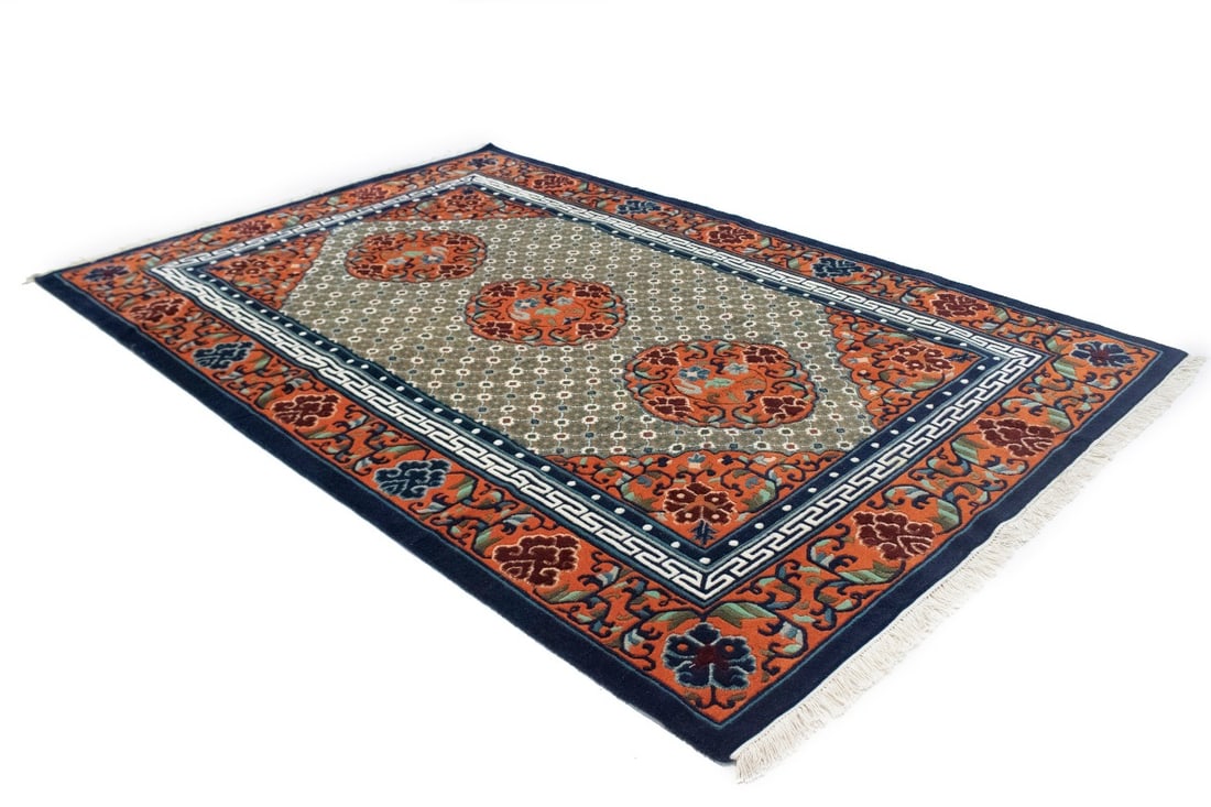 Orange Geometric 6X9 Chinese Style Oriental Rug - 13