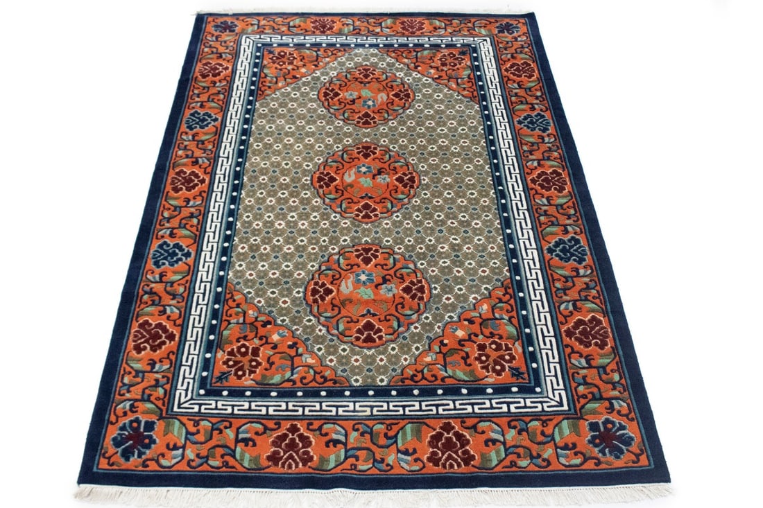 Orange Geometric 6X9 Chinese Style Oriental Rug - 14