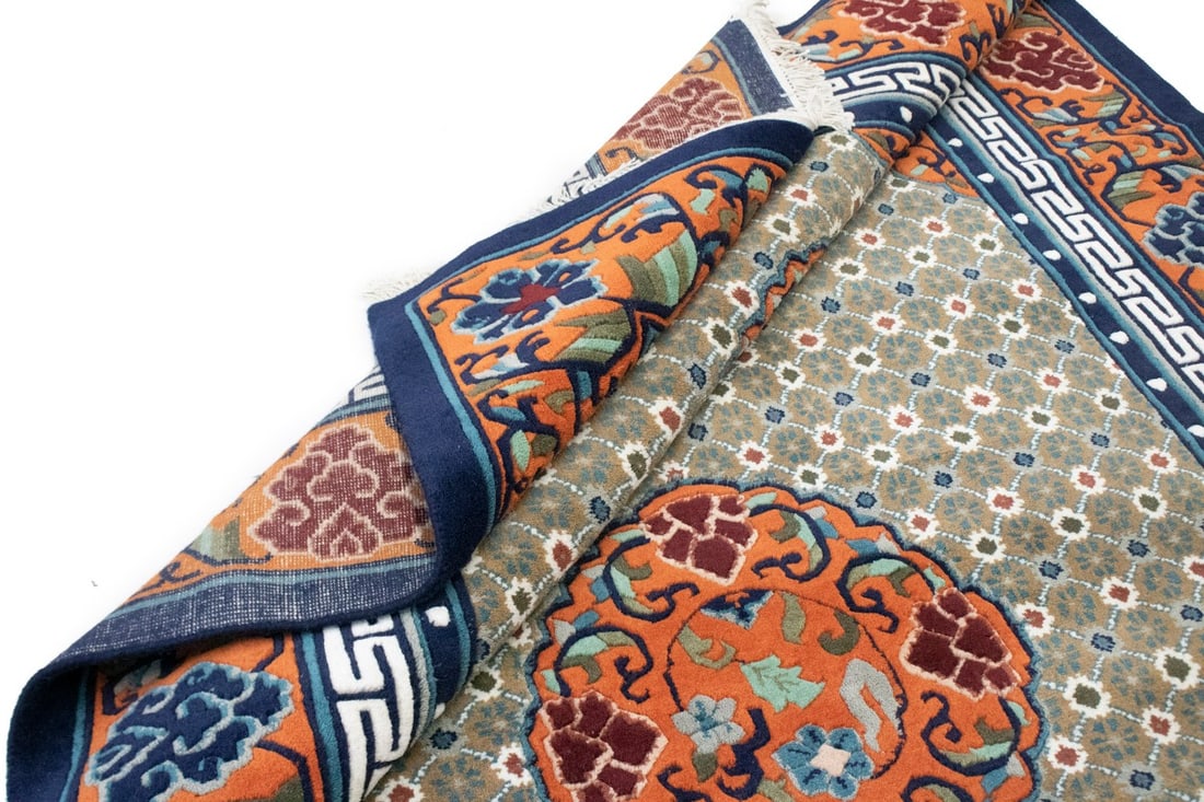 Orange Geometric 6X9 Chinese Style Oriental Rug - 15