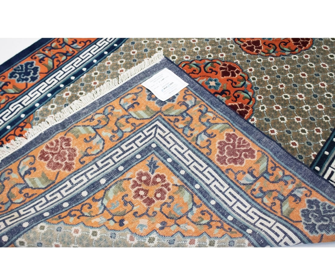 Orange Geometric 6X9 Chinese Style Oriental Rug - 17