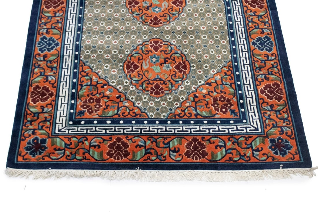 Orange Geometric 6X9 Chinese Style Oriental Rug - 5