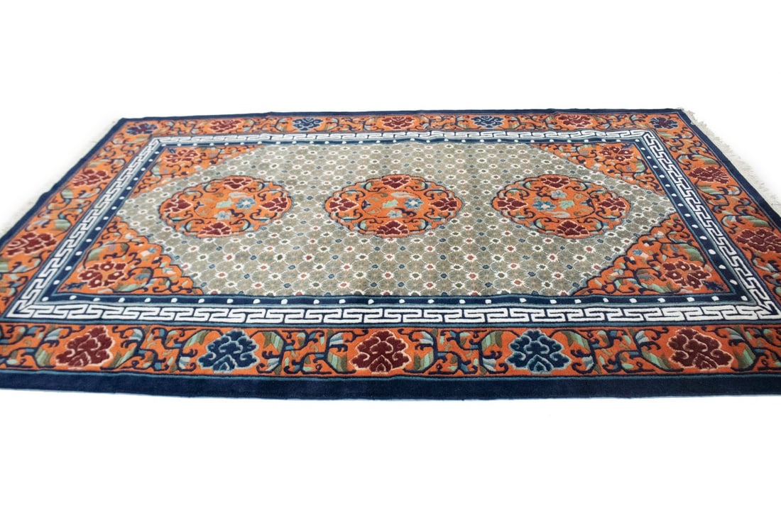 Orange Geometric 6X9 Chinese Style Oriental Rug - 6