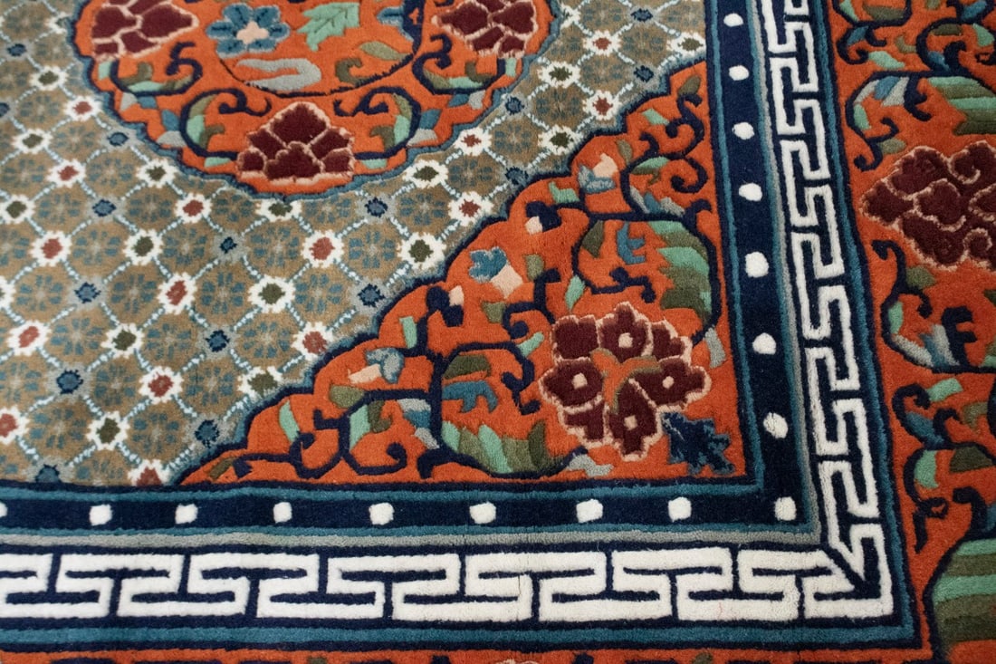 Orange Geometric 6X9 Chinese Style Oriental Rug - 8