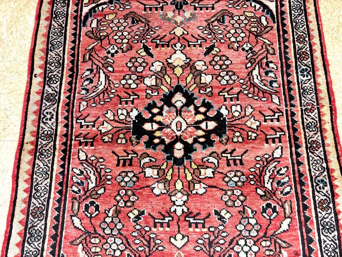 Persian Lilihan Hand-Knotted Wool Rug, Red Tribal, 3'6" x 4'10" - 4