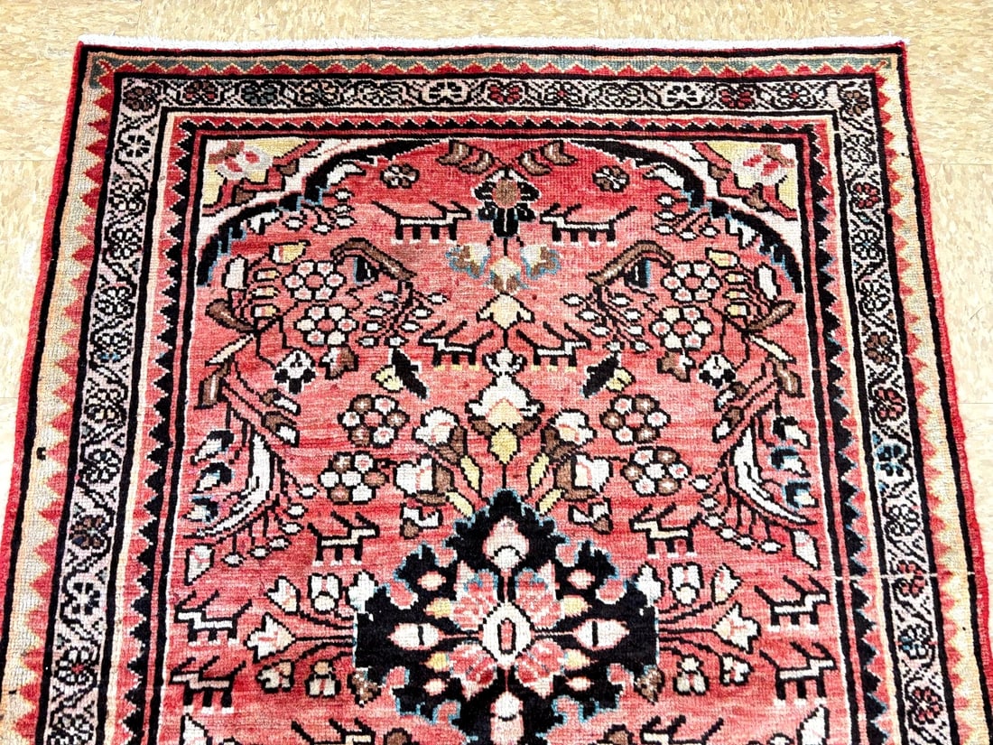Persian Lilihan Hand-Knotted Wool Rug, Red Tribal, 3'6" x 4'10" - 6