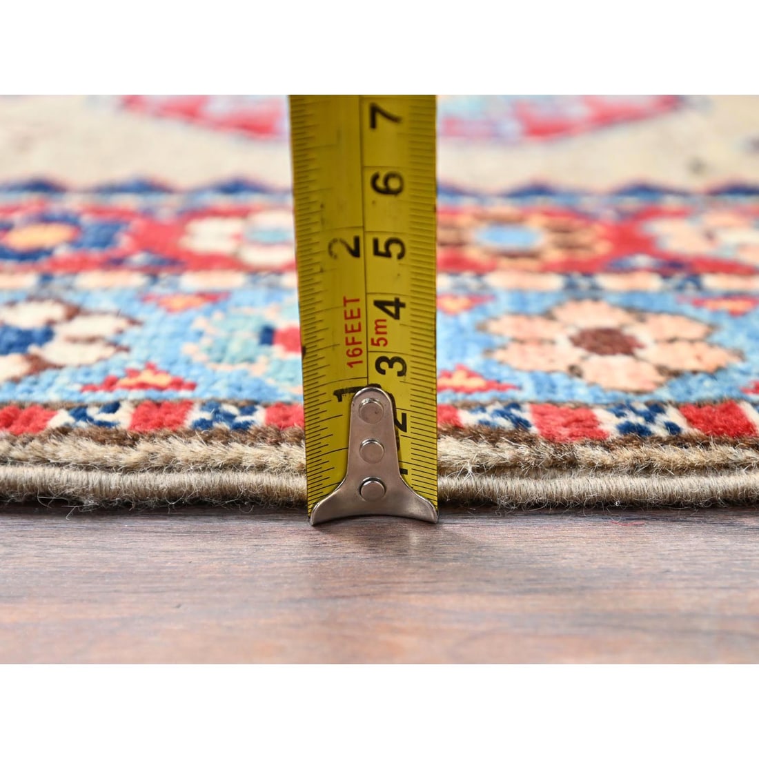 Linen Beige Afghan Special Kazak Wool Hand Knotted Runner Oriental Rug - 6
