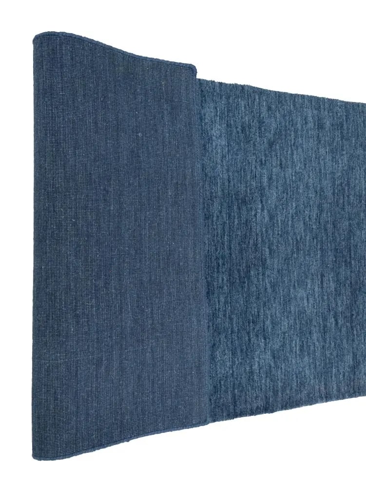 Steel Blue Modern Solid 3X8 Gabbeh Oriental Runner Rug - 14