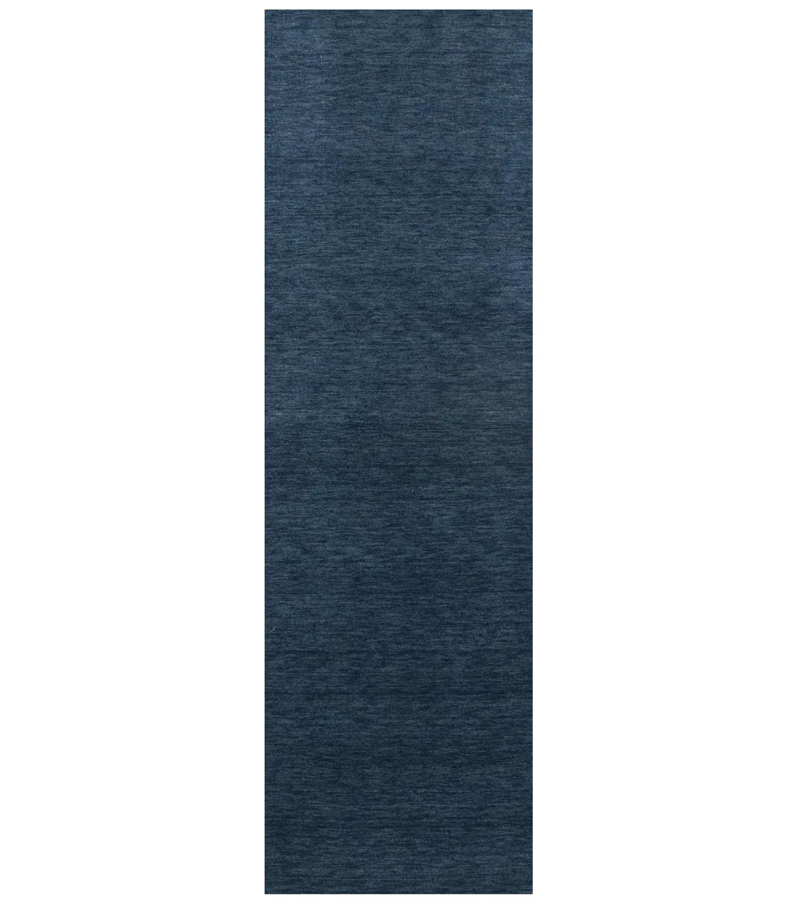Steel Blue Modern Solid 3X8 Gabbeh Oriental Runner Rug: Title: Steel Blue Modern Solid 3X8 Gabbeh Oriental Runner Rug Description:This hand-loomed 3X8 Steel Blue Oriental Runner rug from India is characterized by a robust modern design and a rich Steel