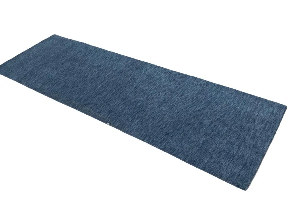 Steel Blue Modern Solid 3X8 Gabbeh Oriental Runner Rug - 3