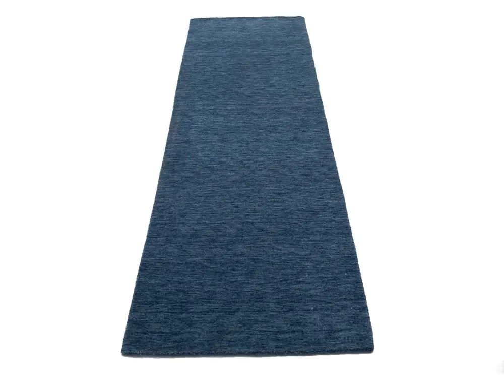 Steel Blue Modern Solid 3X8 Gabbeh Oriental Runner Rug - 4