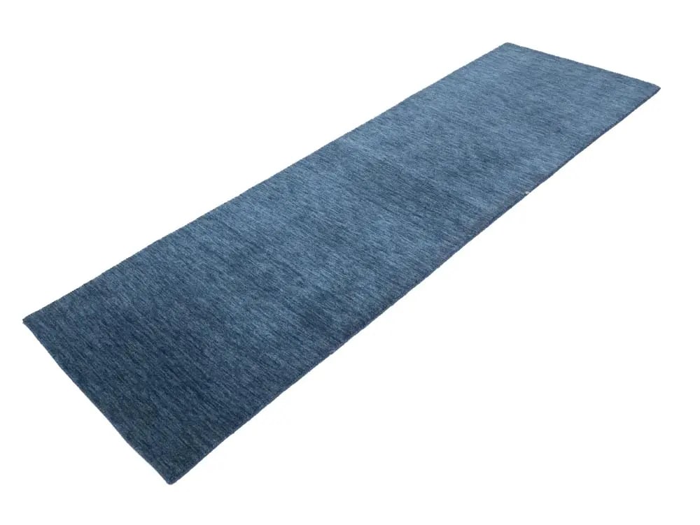 Steel Blue Modern Solid 3X8 Gabbeh Oriental Runner Rug - 6