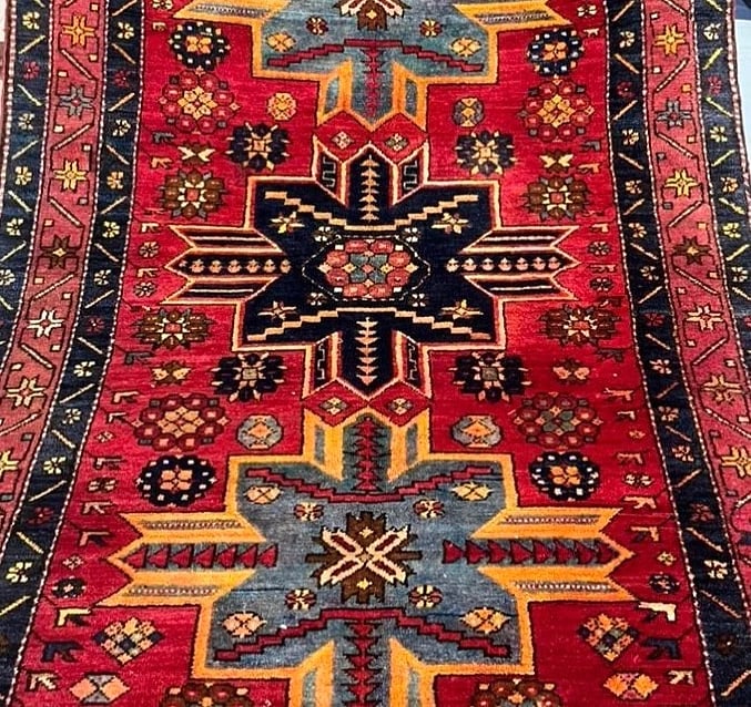 Hand Knotted Karabagh Tribal Wool Red Caucasian Oriental Rug 4'4" x 7" - 6