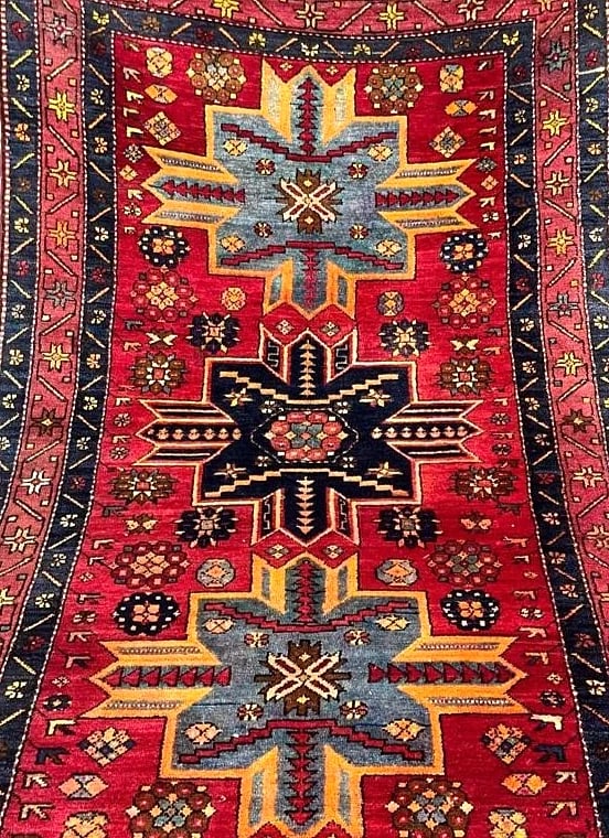 Hand Knotted Karabagh Tribal Wool Red Caucasian Oriental Rug 4'4" x 7" - 7