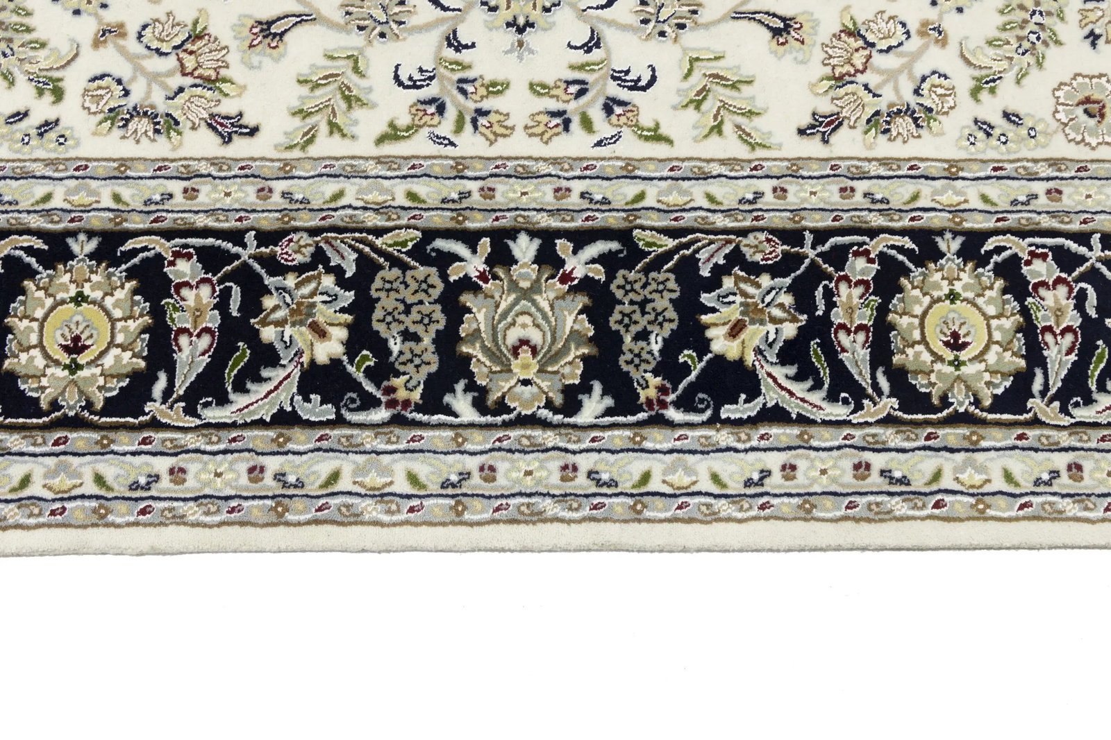 Cream Floral 8X10 Indo-Nain Oriental Rug - 12