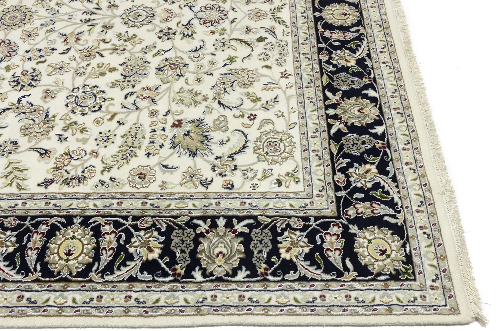 Cream Floral 8X10 Indo-Nain Oriental Rug - 13