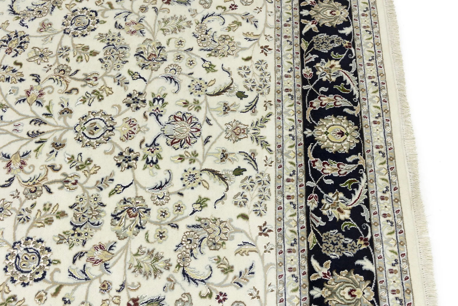 Cream Floral 8X10 Indo-Nain Oriental Rug - 14