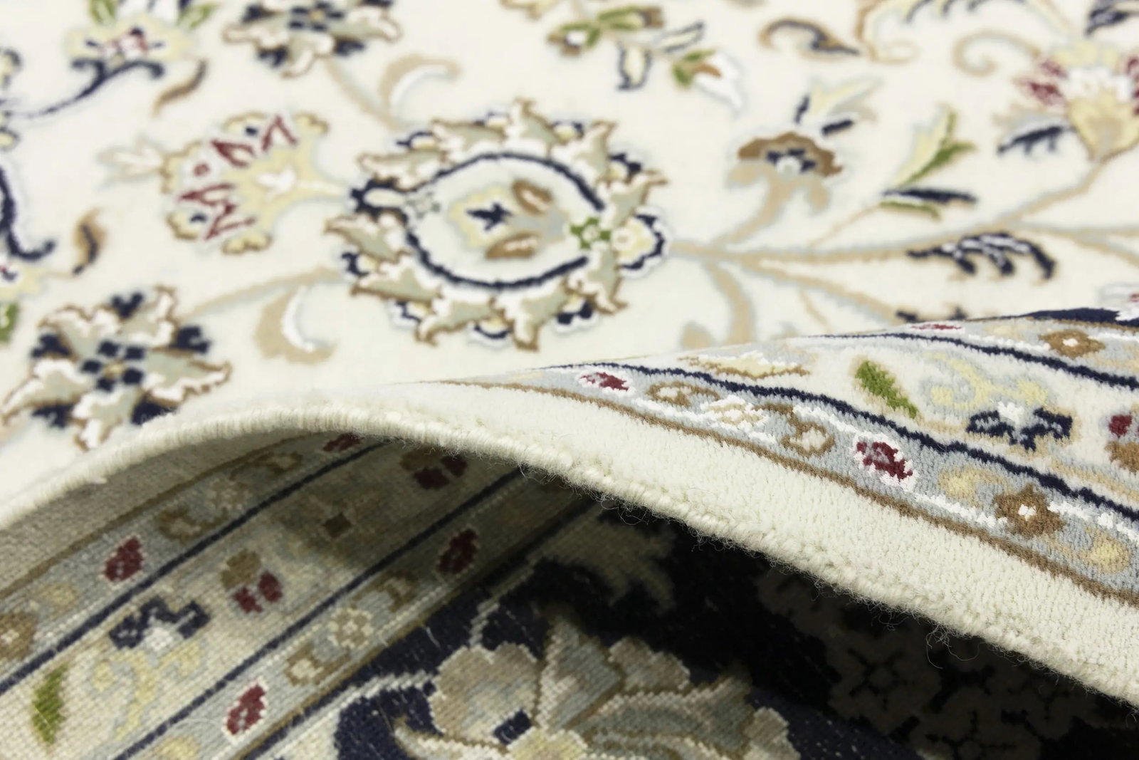 Cream Floral 8X10 Indo-Nain Oriental Rug - 19