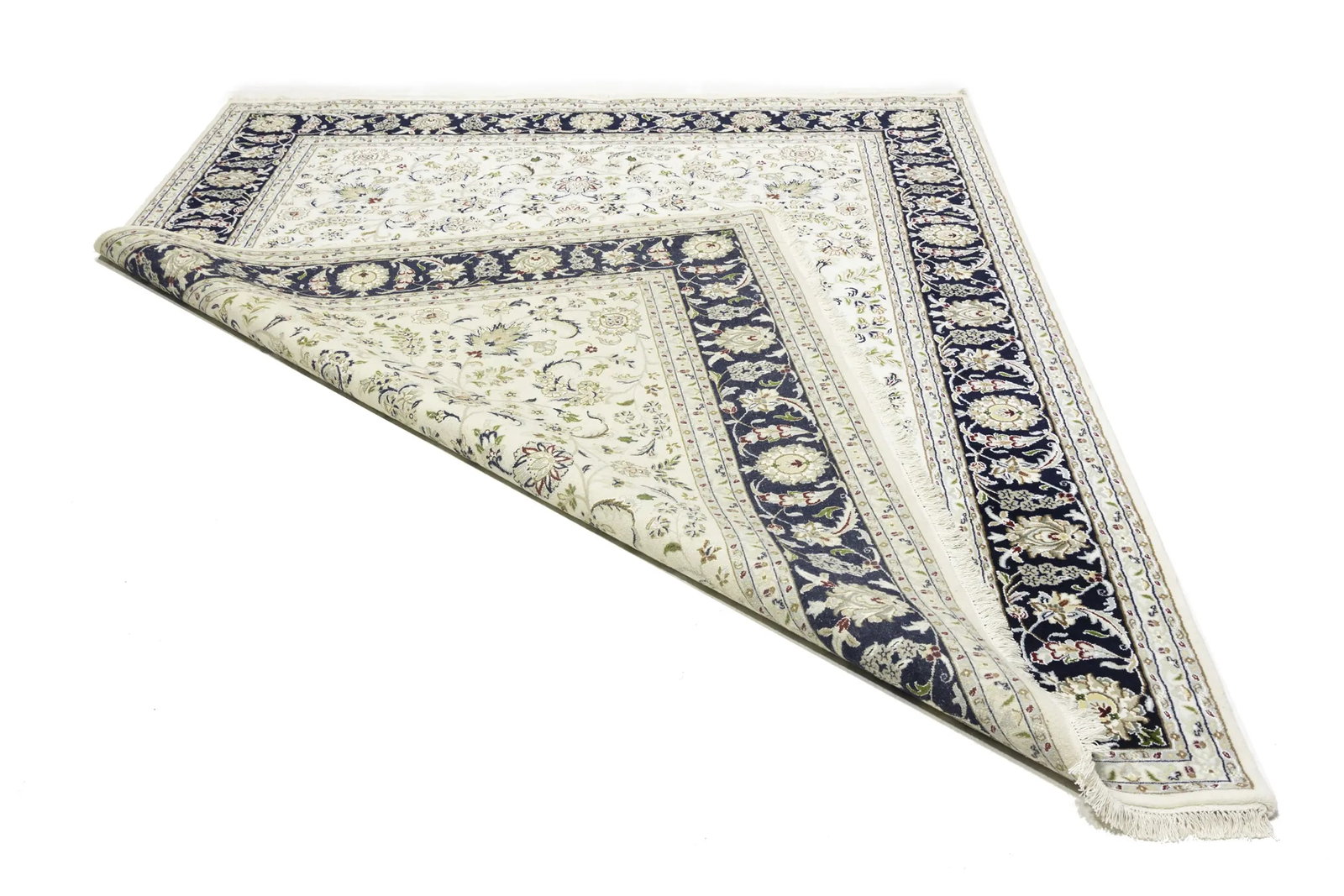 Cream Floral 8X10 Indo-Nain Oriental Rug - 20