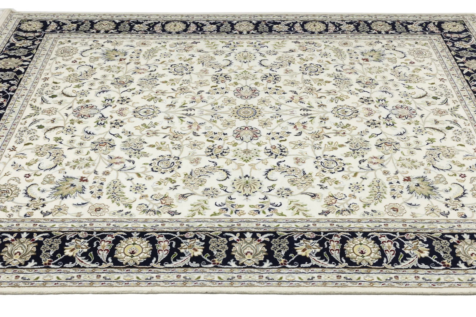 Cream Floral 8X10 Indo-Nain Oriental Rug - 8