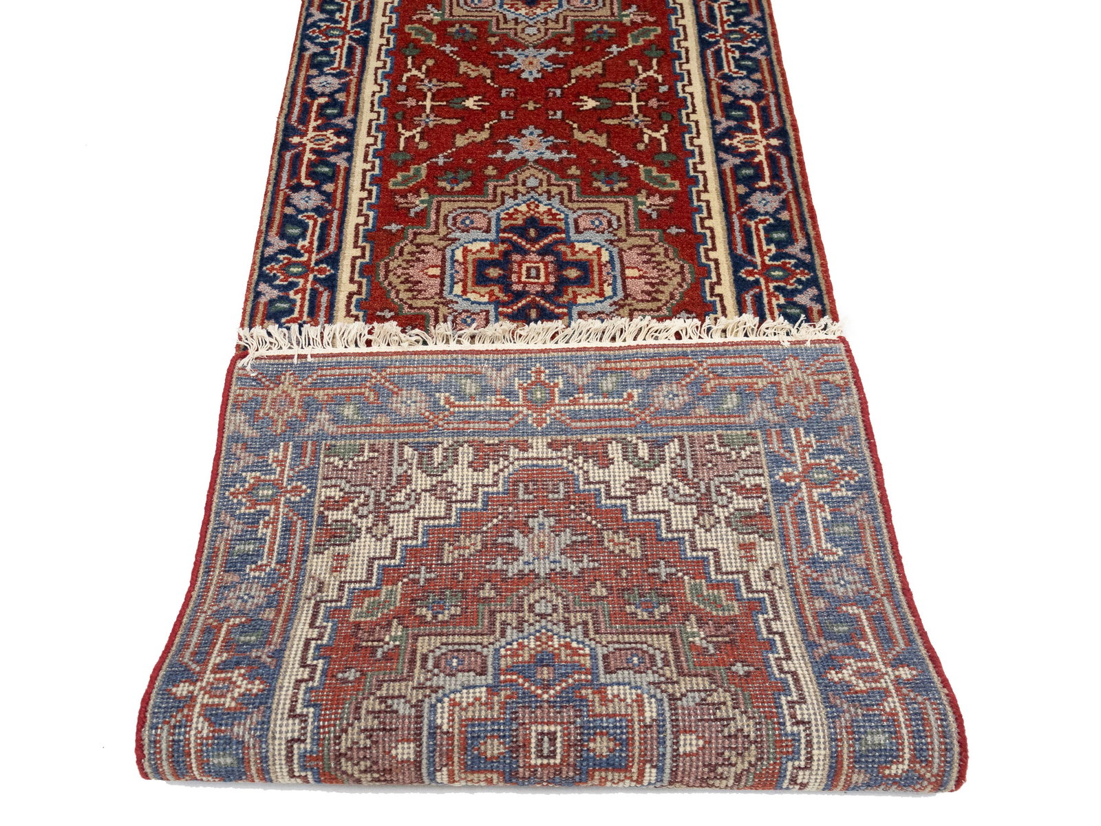 Rusty Red Floral 3X10 Heriz Serapi Oriental Runner Rug - 16