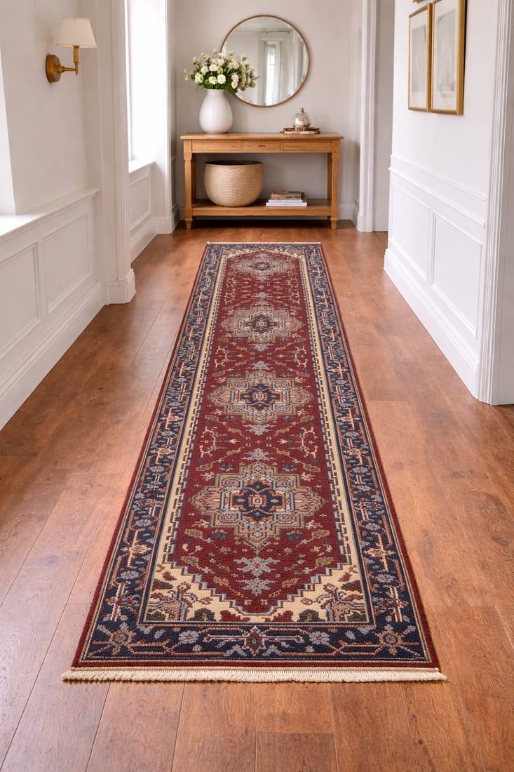 Rusty Red Floral 3X10 Heriz Serapi Oriental Runner Rug - 2