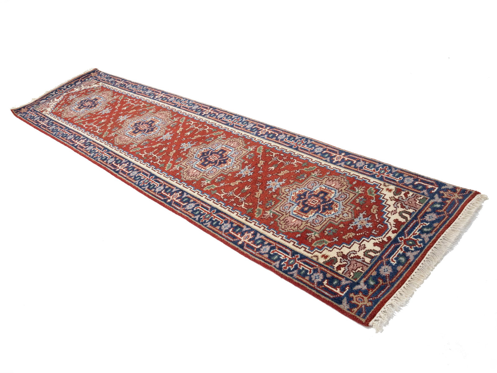 Rusty Red Floral 3X10 Heriz Serapi Oriental Runner Rug - 4