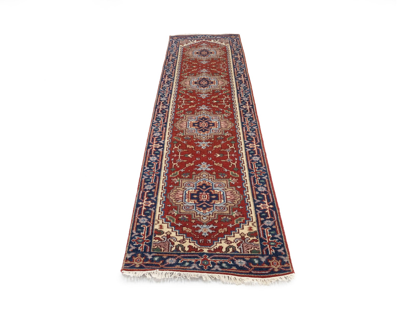 Rusty Red Floral 3X10 Heriz Serapi Oriental Runner Rug - 5