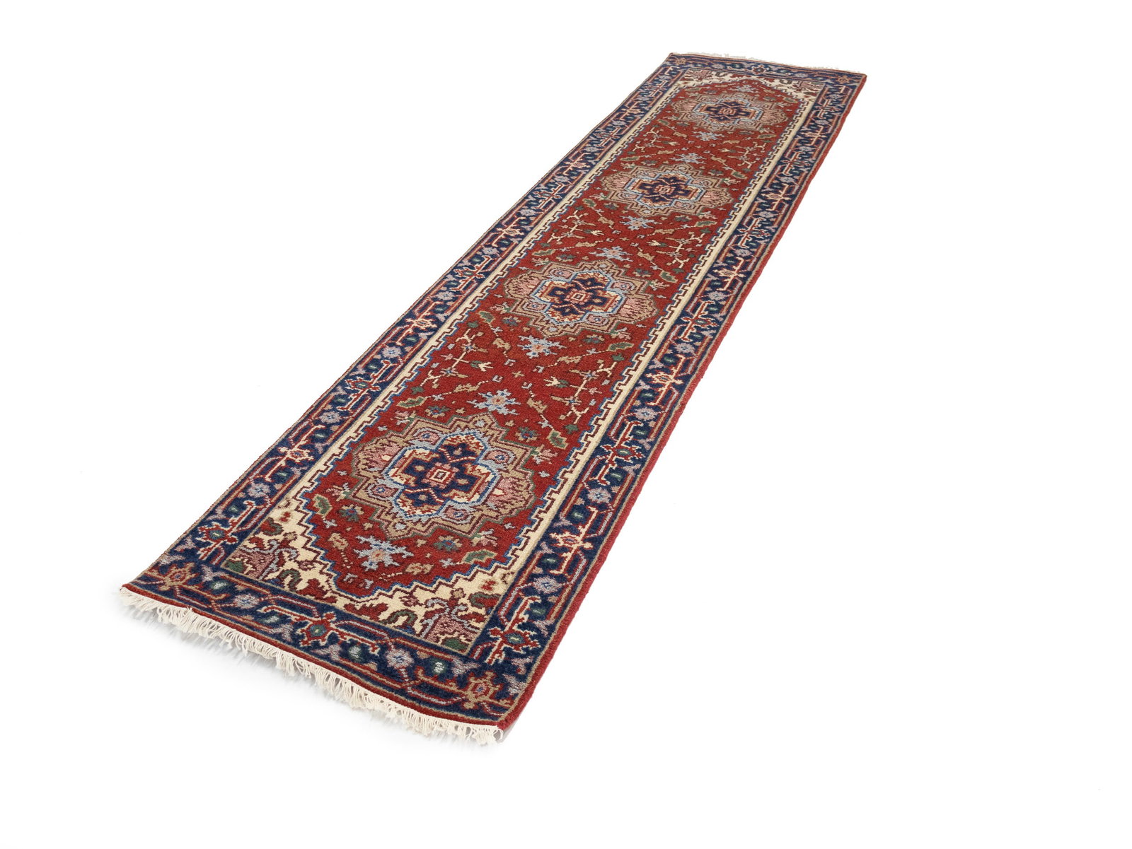 Rusty Red Floral 3X10 Heriz Serapi Oriental Runner Rug - 6
