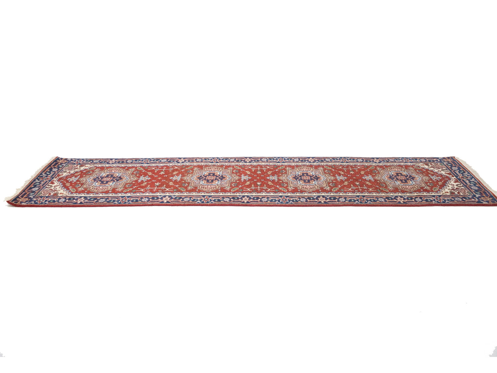 Rusty Red Floral 3X10 Heriz Serapi Oriental Runner Rug - 7