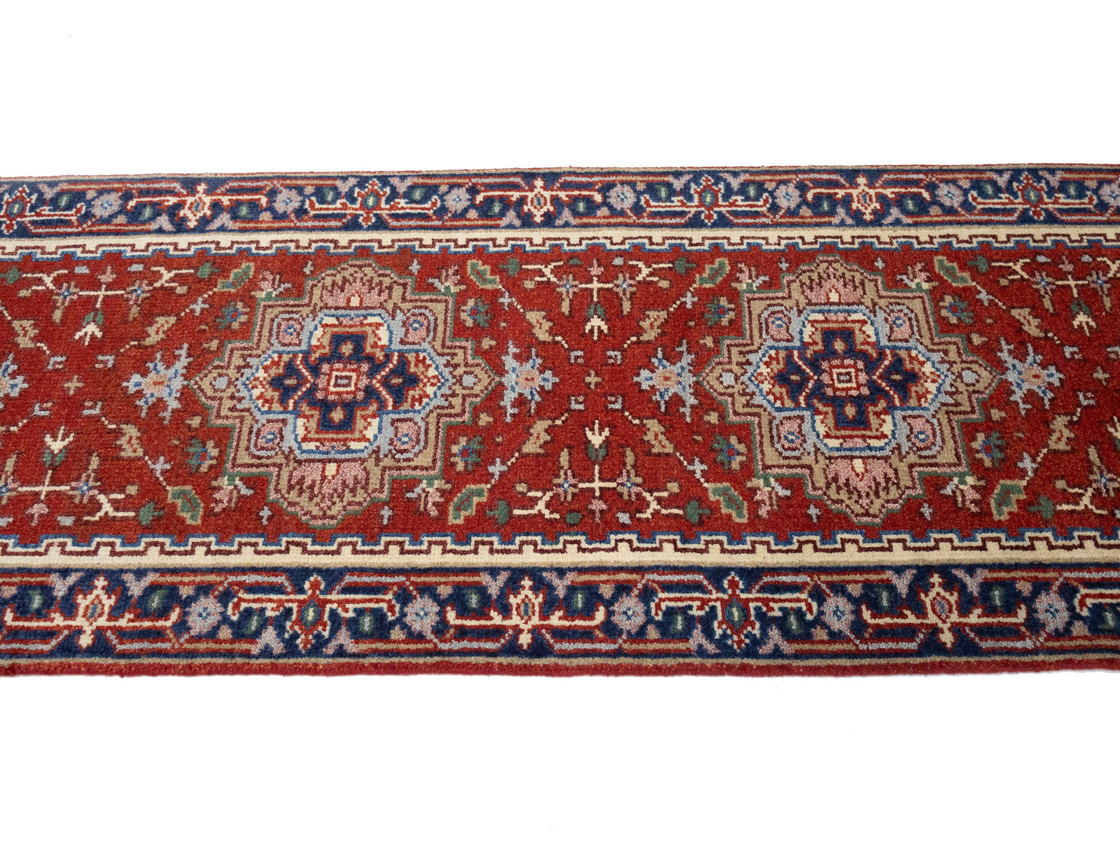 Rusty Red Floral 3X10 Heriz Serapi Oriental Runner Rug - 8